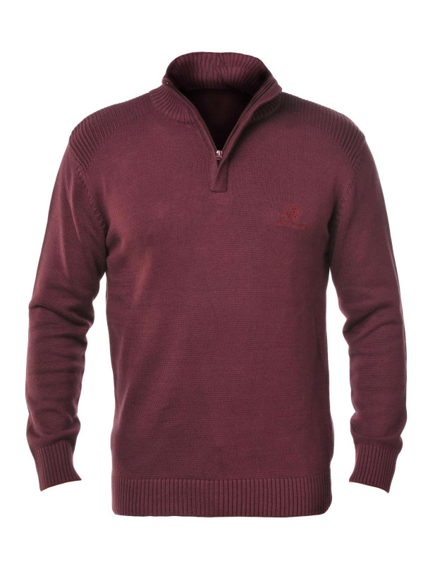 Pull col montant zippé WINCHESTER PLAYER3T – Rouge chic