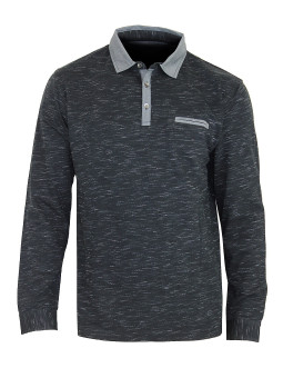 Polo homme gris manches longues coton chic – PO2001A
