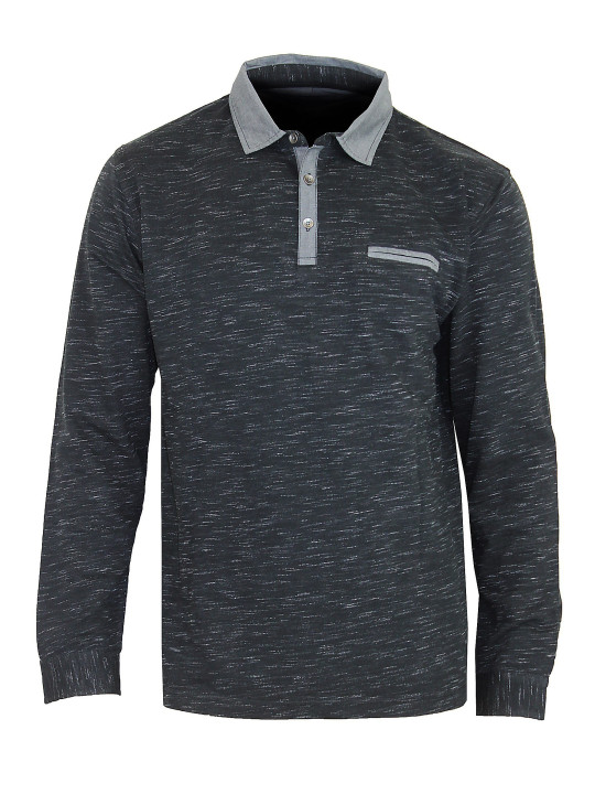 Polo homme gris manches longues coton chic – PO2001A