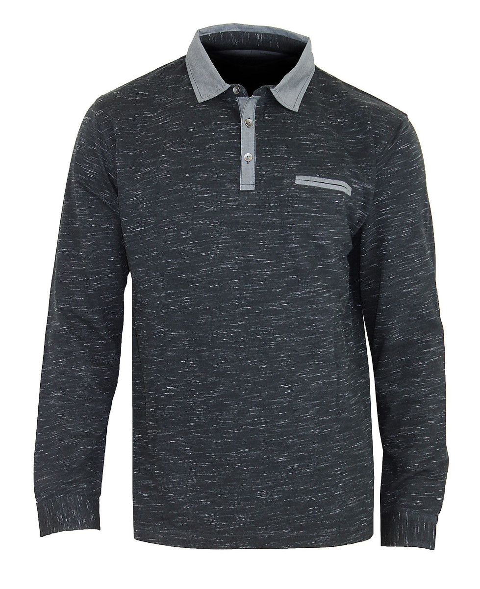 Polo homme gris manches longues coton chic – PO2001A