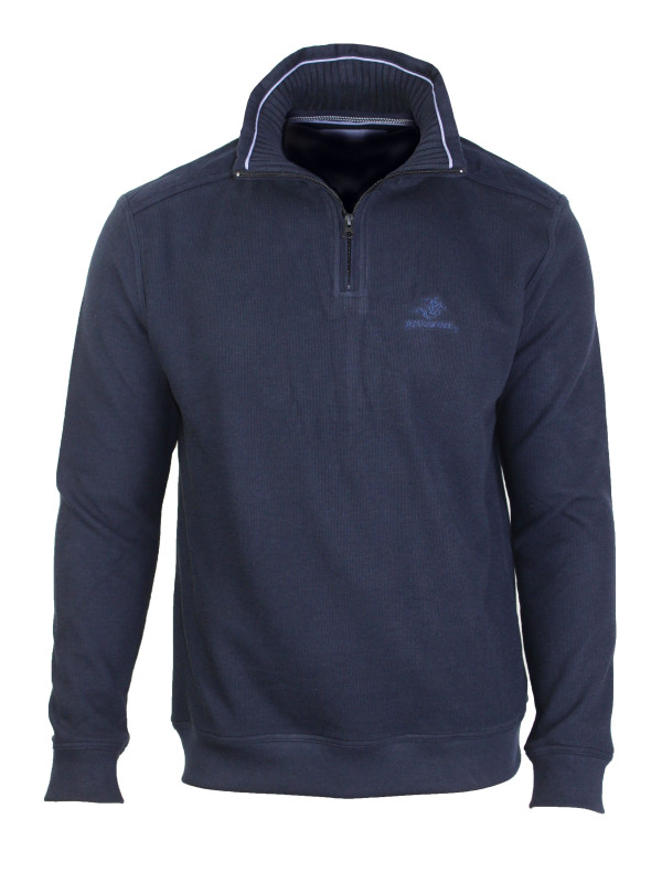 Sweat-shirt homme marine col zippé élégant – POCO1