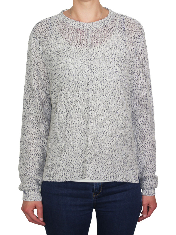 Pull maille fantaisie POLLY3 beige/marine – Bas liquette chic