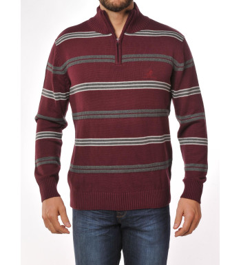 Pull col montant WINCHESTER PONGO3T – Gris/Rouge stylé