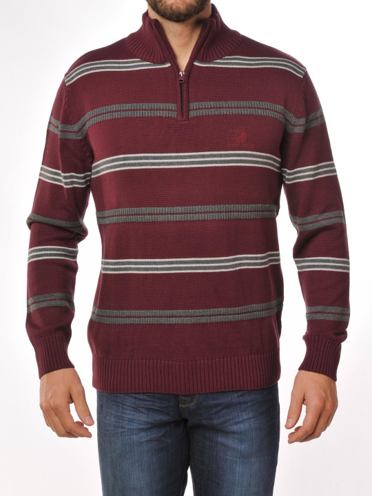 Pull col montant WINCHESTER PONGO3T – Gris/Rouge stylé