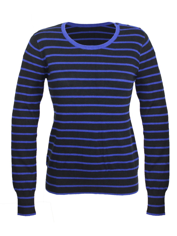 Pull marin stretch PRAGUE2 noir/bleu – Style rayé chic