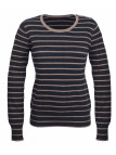 Pull marin stretch PRAGUE3 noir/beige – Maille rayée chic