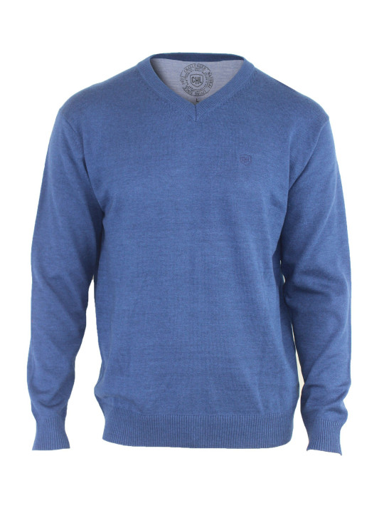 Pull col V homme CHALLENGER PUL2002A – Bleu confort et style