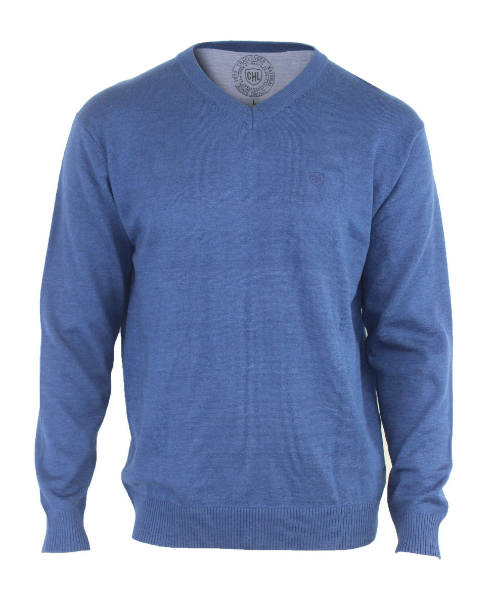 Pull col V homme CHALLENGER PUL2002A – Bleu confort et style