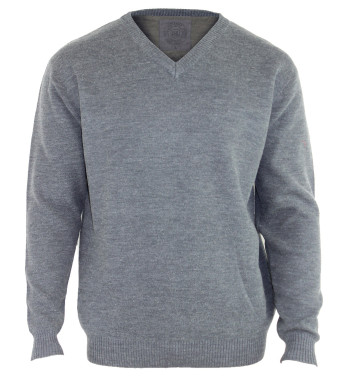 Pull col V homme CHALLENGER – Gris, élégant et chaud PUL2004