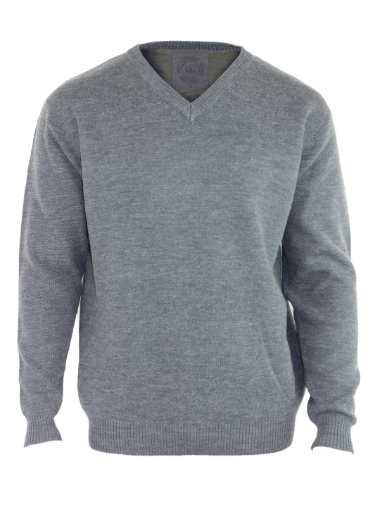 Pull col V homme CHALLENGER – Gris, élégant et chaud PUL2004