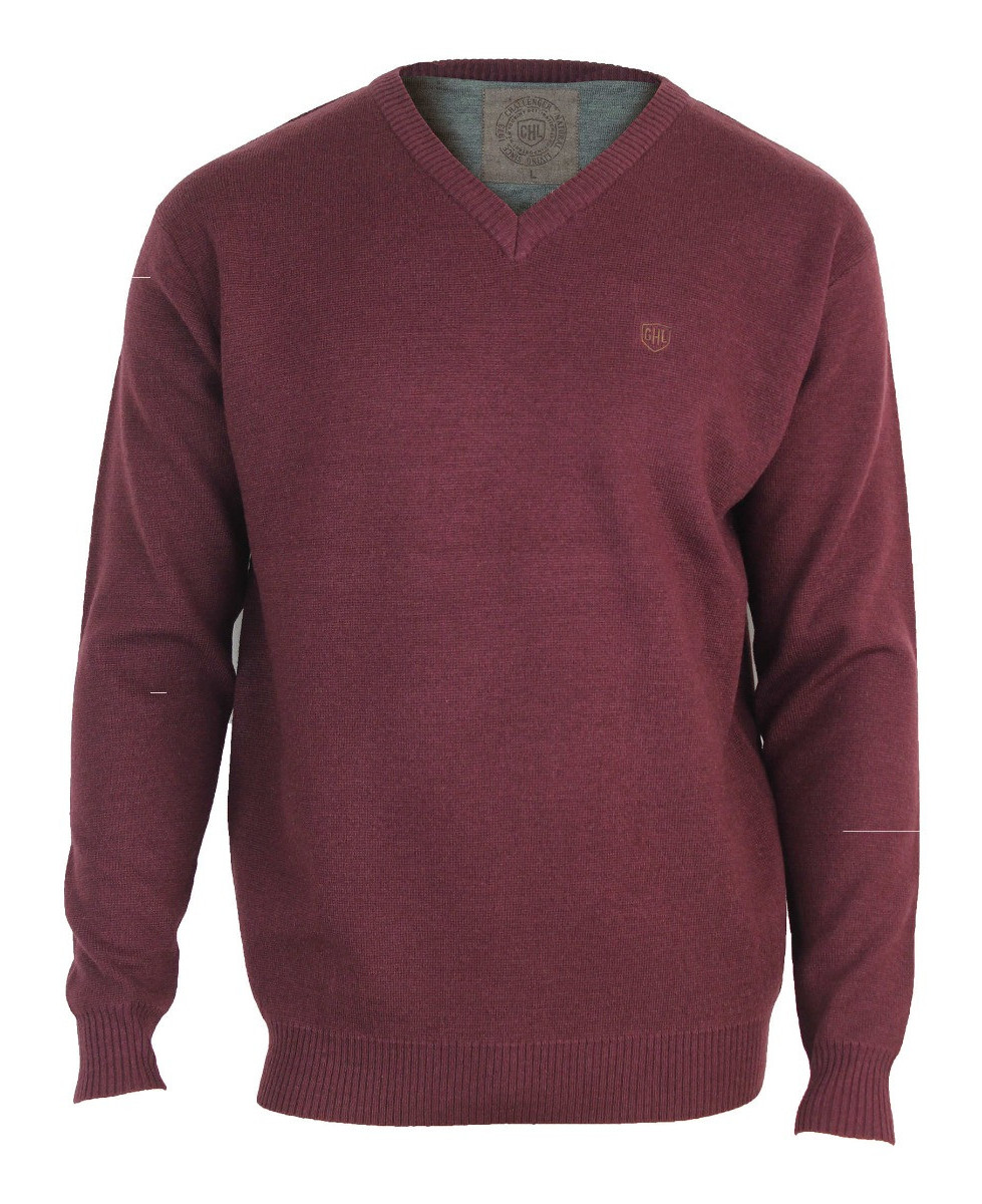 Pull col V homme CHALLENGER PUL2004C – Bordeaux chaud et élégant