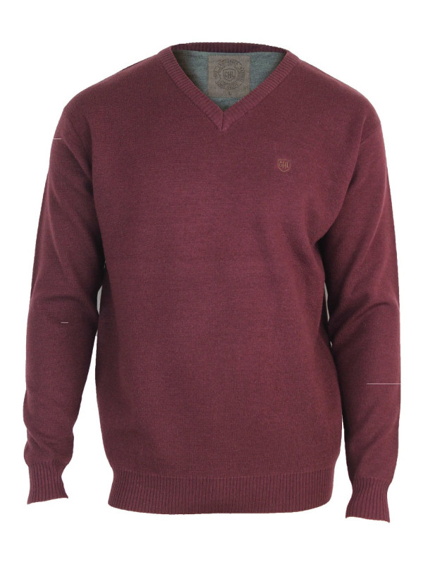 Pull col V homme CHALLENGER PUL2004C – Bordeaux chaud et élégant