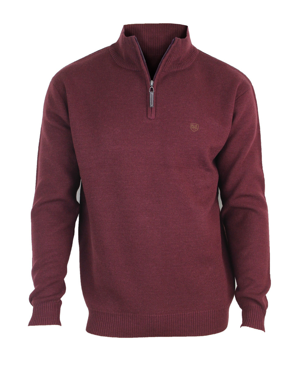 Pull col montant zippé CHALLENGER PUL2005C – Bordeaux chaud