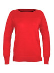 Pull uni rouge femme PULF2002A – Col rond fantaisie doux