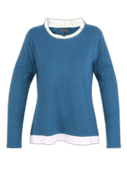Pull 2 en 1 bleu femme PULF2004A – Élégance et confort