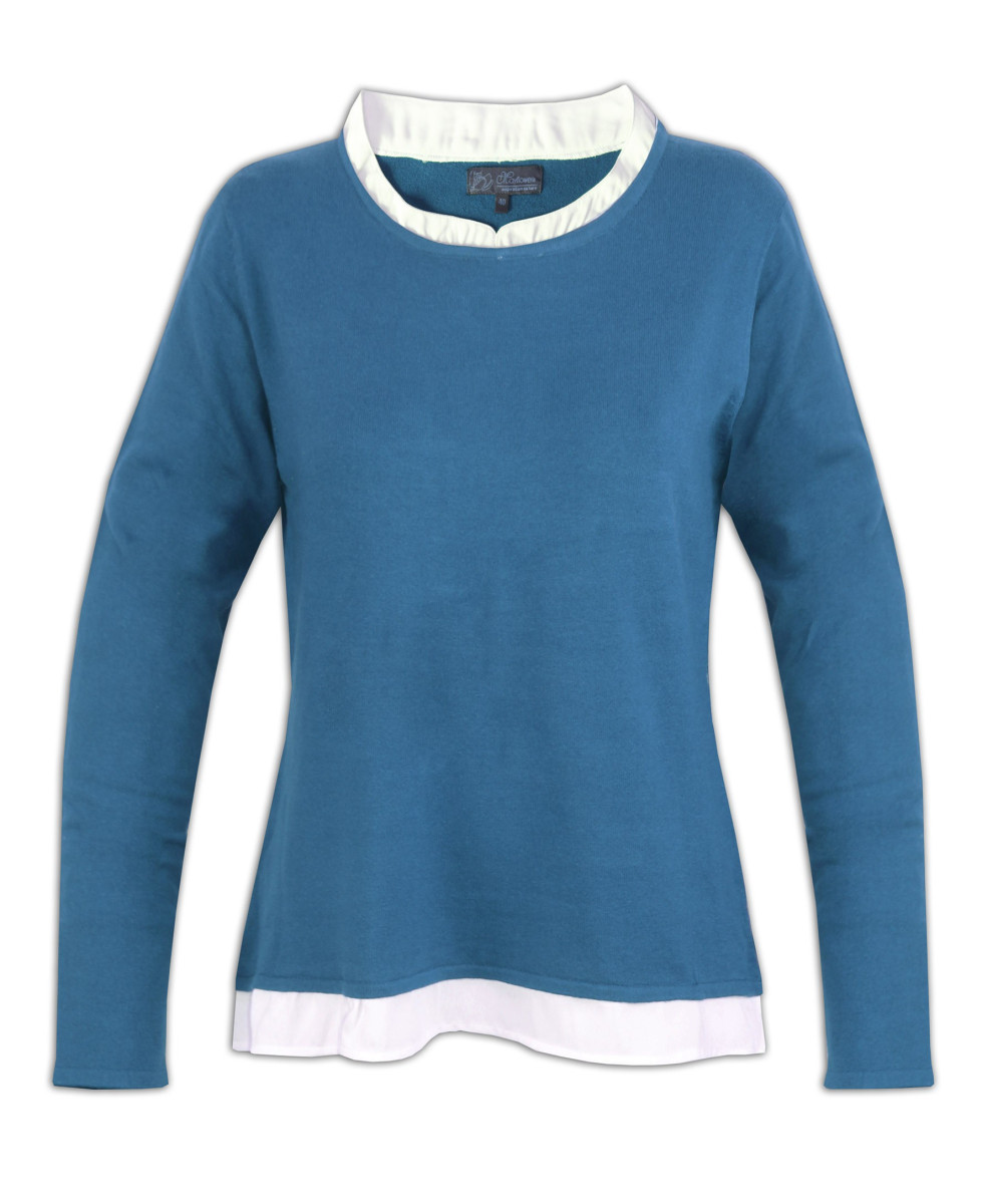 Pull 2 en 1 bleu femme PULF2004A – Élégance et confort