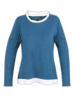 Pull 2 en 1 bleu femme PULF2004A – Élégance et confort