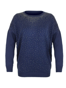 Pull marine femme PULF2006B – Clous argentés & coupe ample