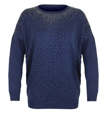 Pull marine femme PULF2006B – Clous argentés & coupe ample