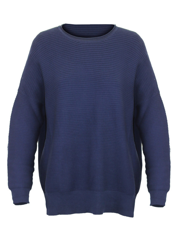 Pull maille côtelée marine femme PULF2007B – Confort chic