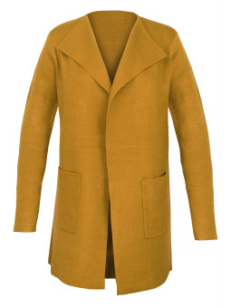 Veste tricot jaune femme PULF3001D – Chaleur et style lumineux