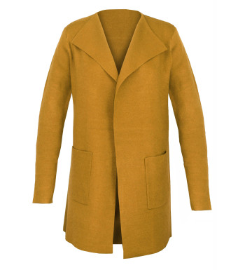 Veste tricot jaune femme PULF3001D – Chaleur et style lumineux