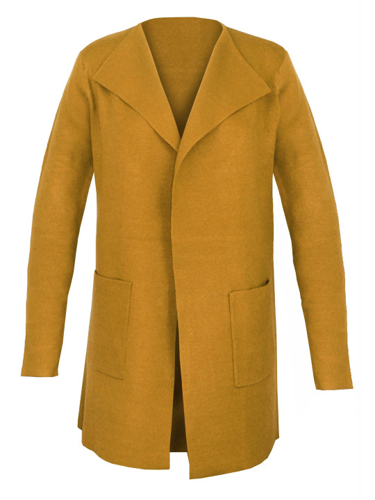 Veste tricot jaune femme PULF3001D – Chaleur et style lumineux