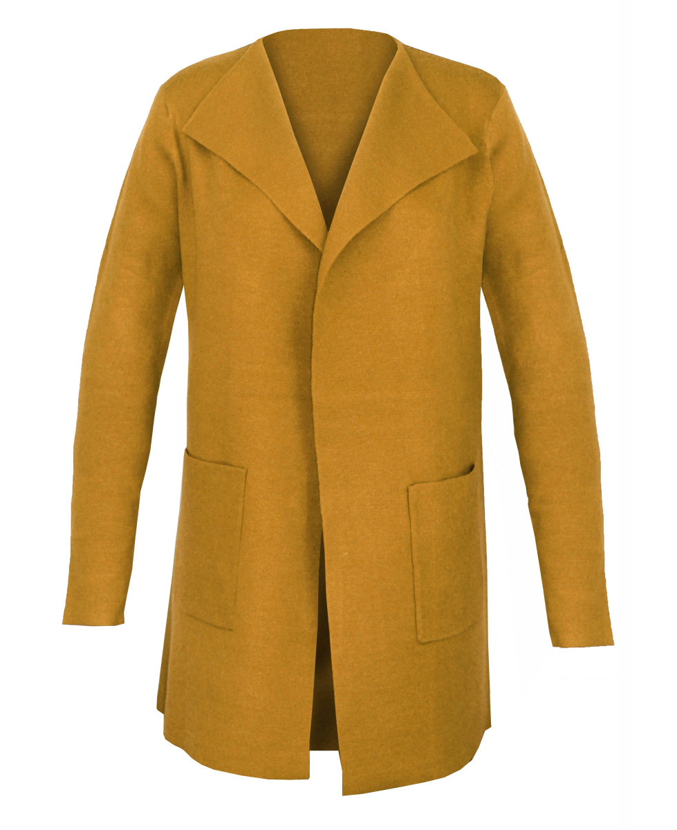 Veste tricot jaune femme PULF3001D – Chaleur et style lumineux