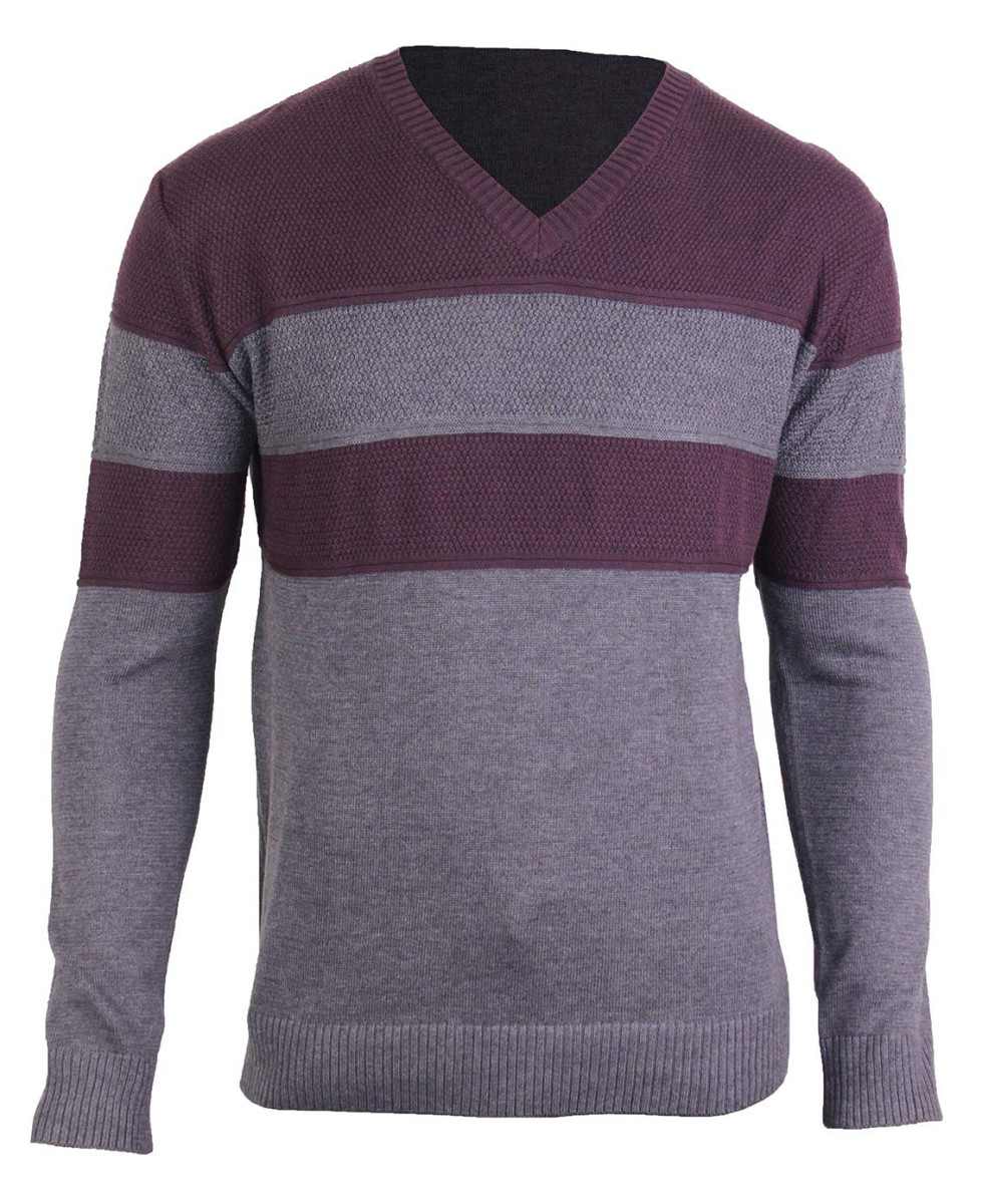 Pull col V homme WINCHESTER PUZZLE2 – Gris élégant et doux