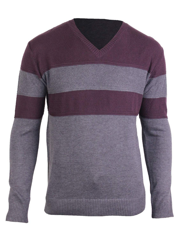 Pull col V homme WINCHESTER PUZZLE2 – Gris élégant et doux