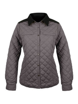 Veste matelassée taupe femme – Velours, pression, poches zip