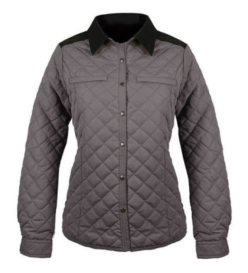 Veste matelassée taupe femme – Velours, pression, poches zip