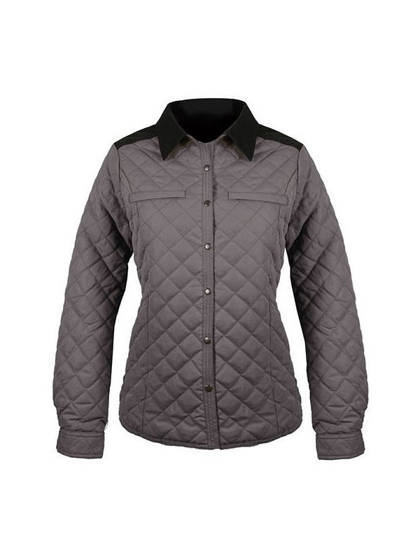 Veste matelassée taupe femme – Velours, pression, poches zip