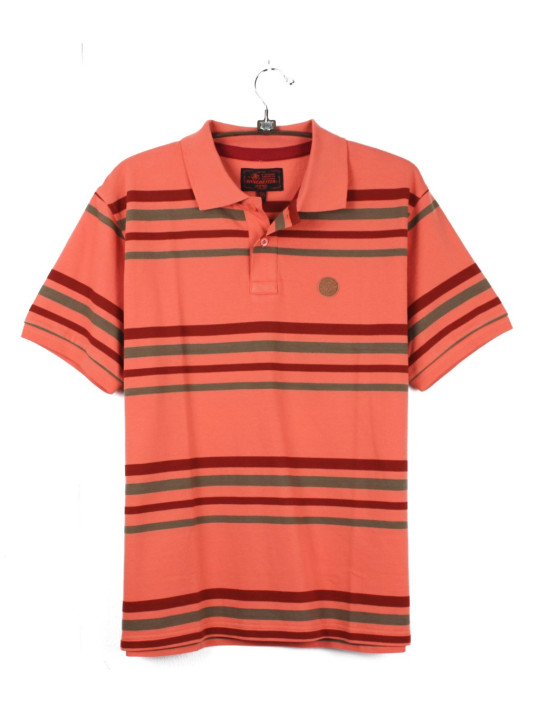 Polo homme rayé coton chic corail bordeaux – READY1