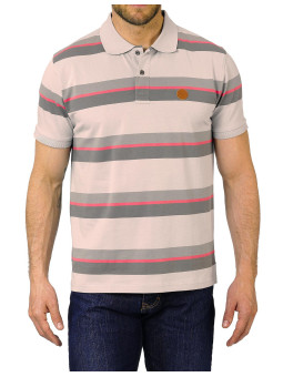 Polo homme gris rose coton rayé chic – RECORD1