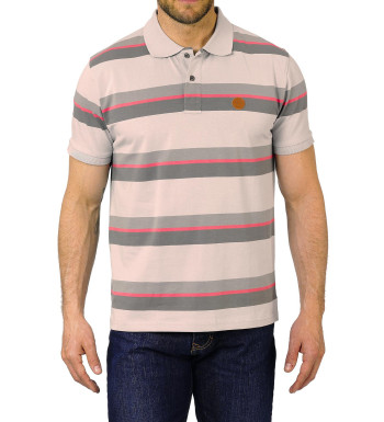 Polo homme gris rose coton rayé chic – RECORD1