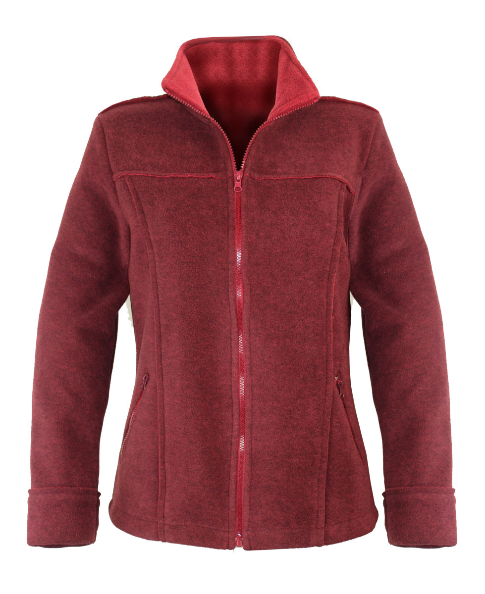 Veste zippée femme bordeaux – Chaleur, col montant, poches