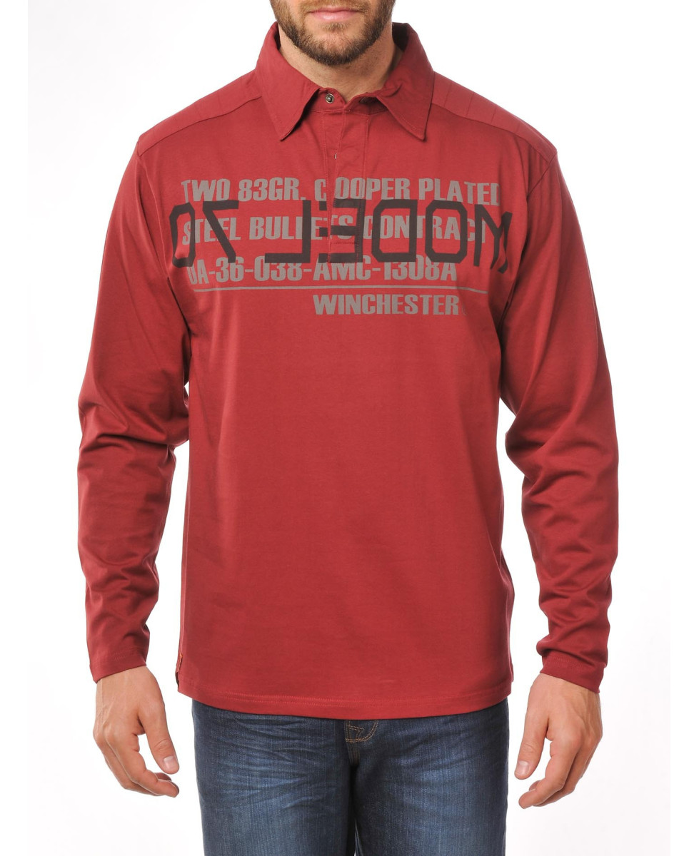 Polo homme rouge manches longues coton – RING2R