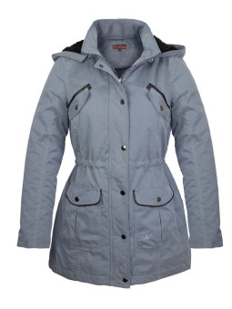 Manteau femme gris microfibre – Douillet, capuche mouton, stylé
