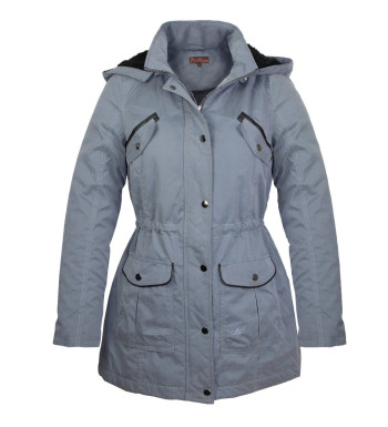 Manteau femme gris microfibre – Douillet, capuche mouton, stylé