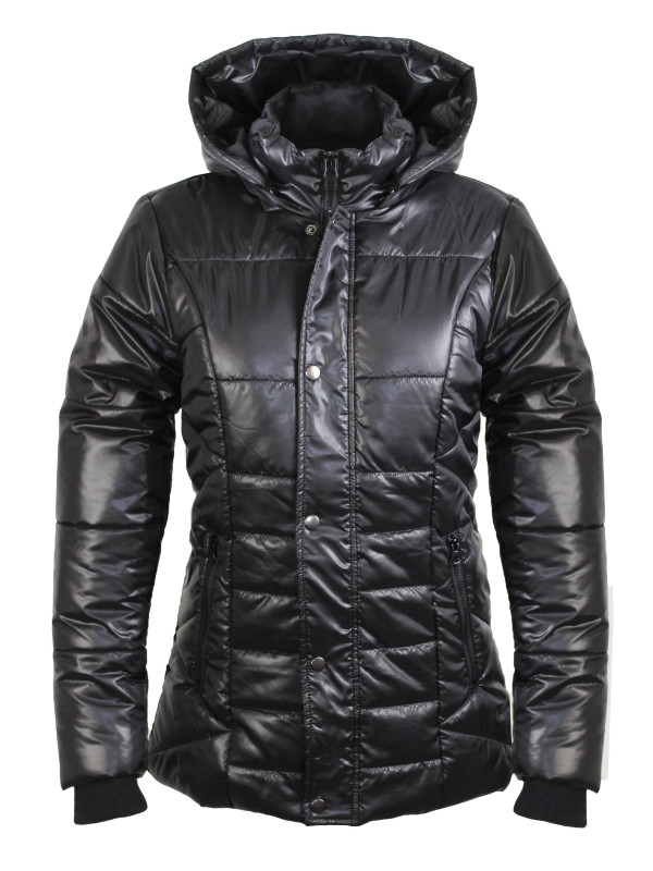 Blouson matelassé noir femme – Doudoune, capuche amovible