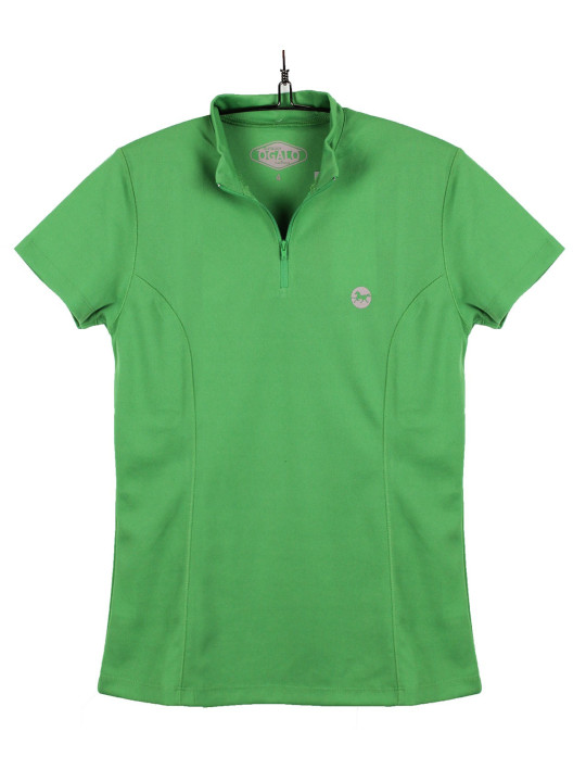Polo femme vert zipper – Manches courtes mode polyester