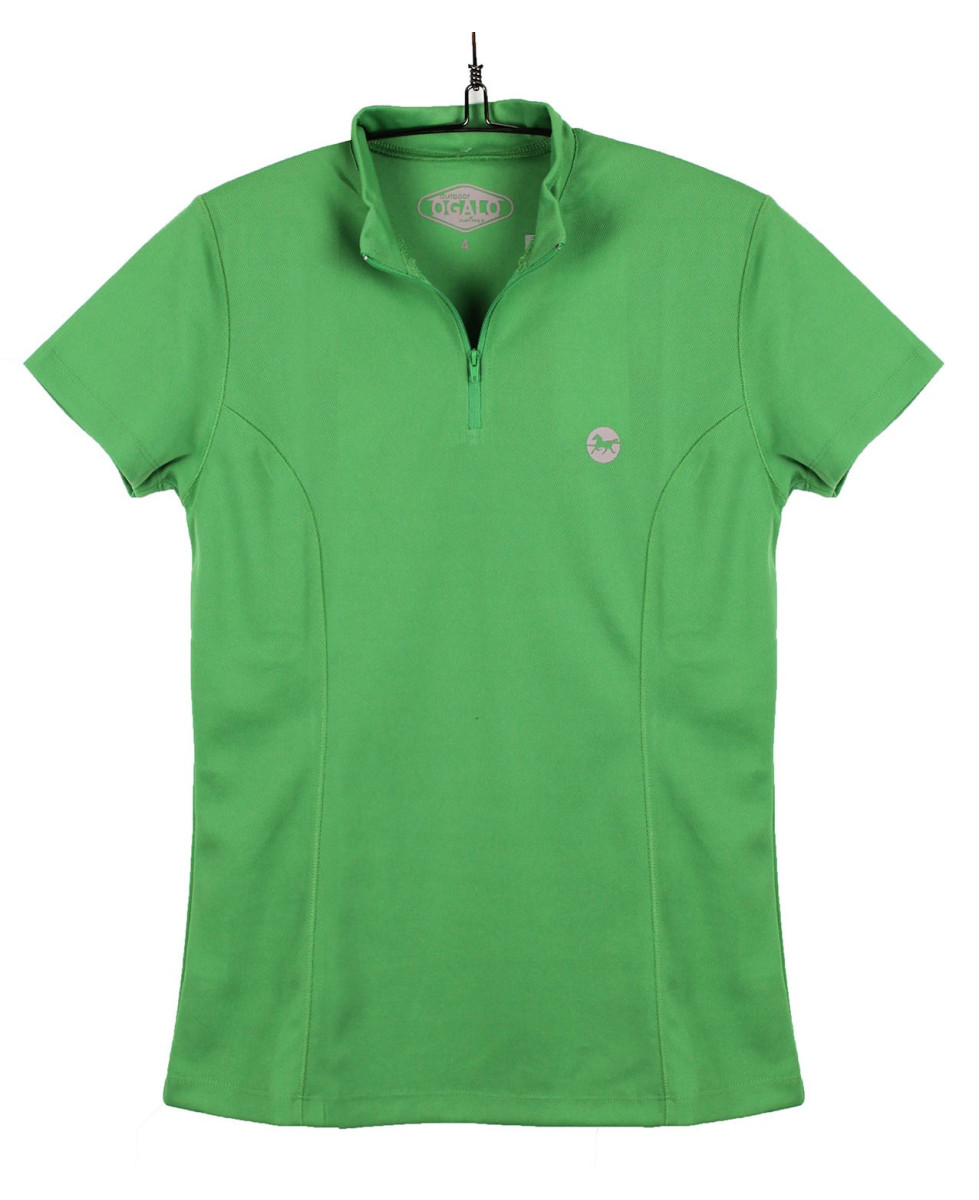 Polo femme vert zipper – Manches courtes mode polyester