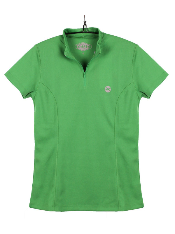 Polo femme vert zipper – Manches courtes mode polyester