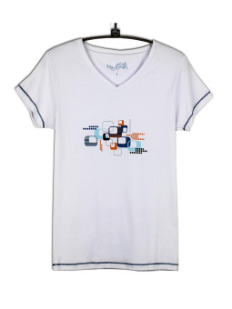 Tee-shirt blanc SE1204B stretch sérigraphie fantaisie femme