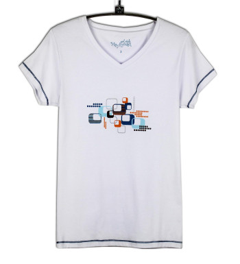 Tee-shirt blanc SE1204B stretch sérigraphie fantaisie femme