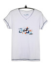 Tee-shirt blanc SE1204B stretch sérigraphie fantaisie femme