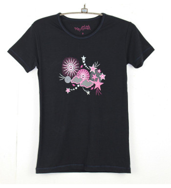 Tee-shirt noir SE1204N stretch sérigraphie coton femme