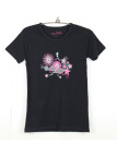 Tee-shirt noir SE1204N stretch sérigraphie coton femme