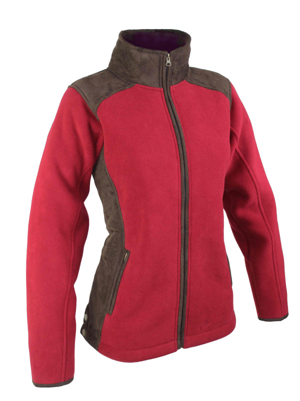Veste polaire mouton femme rouge/marron – Chaleur et style
